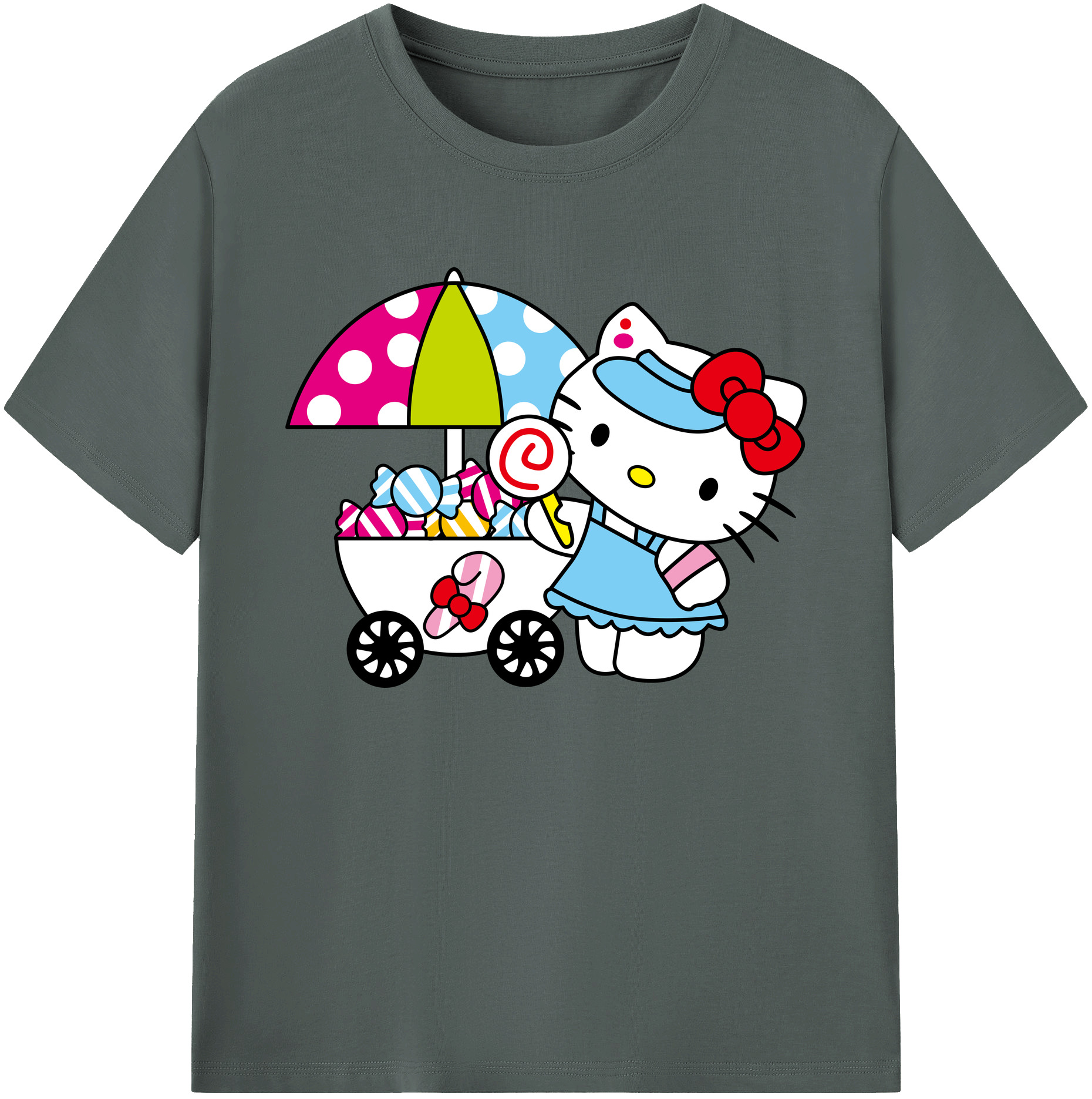 （画像用） Hello Kitty ハローキティ 綿100％ メンズ半袖Tシャツ｜肌触りやわらか＆通気性
